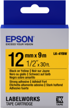 Картридж с лентой Epson LK4YBW9 принтеров LW-300/400/400VP/700 Strng adh Blk/Yell 12mm/9m (C53S654014)