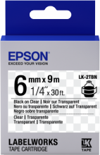 Лента Epson LK2TBN принтеров LW-300/ 400/ 400VP/ 700 Clear Blk/ Clear 6mm/ 9m (C53S652004)