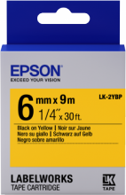 Лента Epson LK2YBP принтеров LW-300/ 400/ 400VP/ 700 Pastel Blk/ Yell 6mm/ 9m (C53S652002)